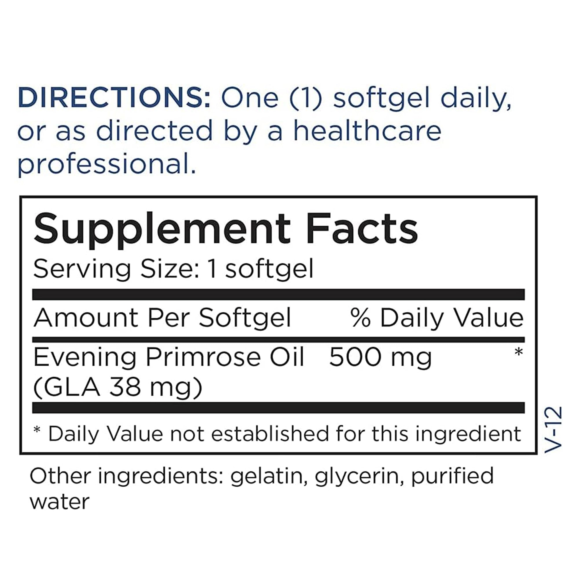 Amber BPA-free bottle with 180 Evening Primrose Oil softgels and label