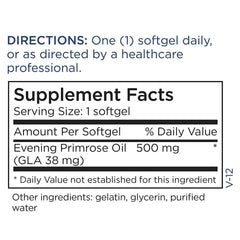 Amber BPA-free bottle with 180 Evening Primrose Oil softgels and label