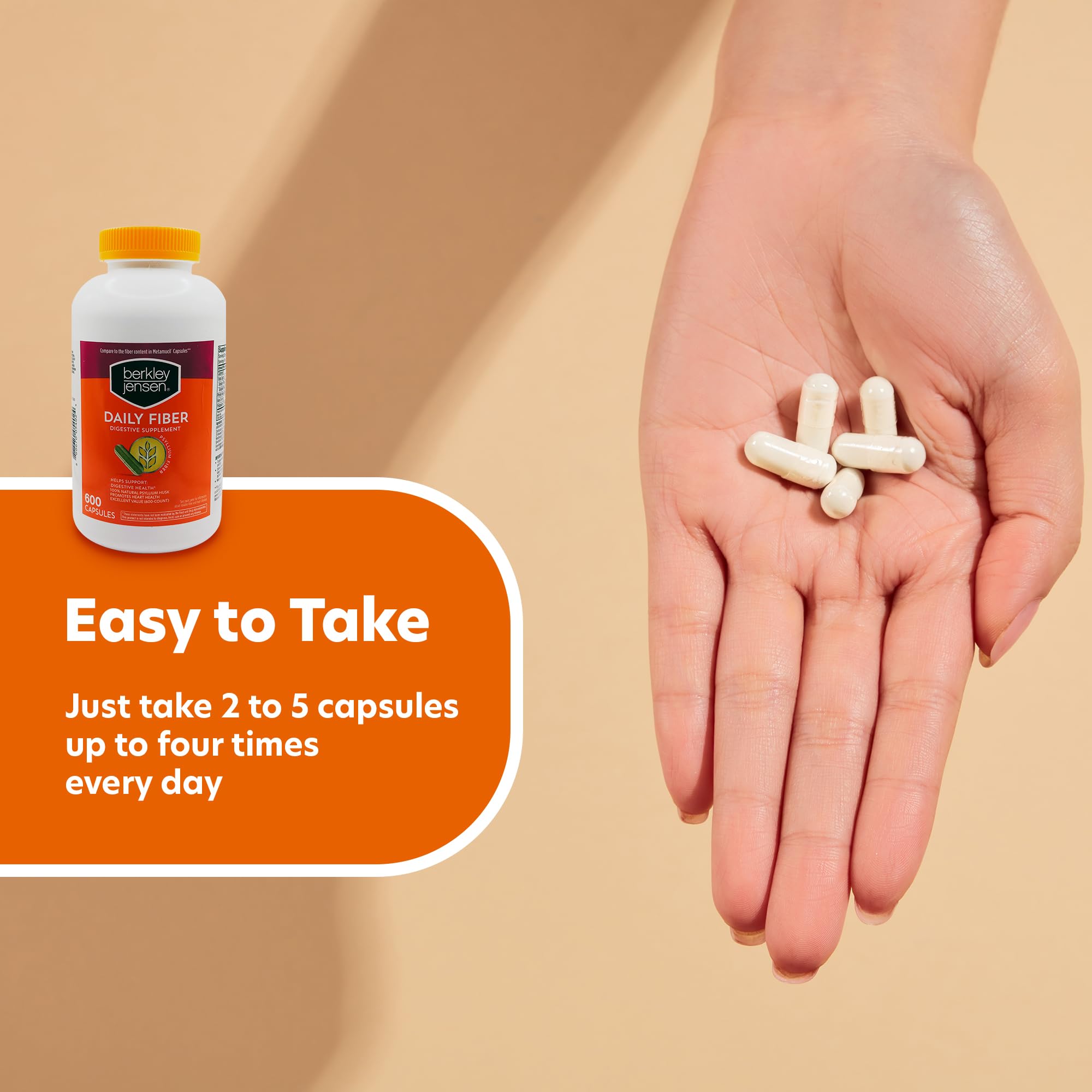 Front view of Berkley Jensen psyllium husk bottle