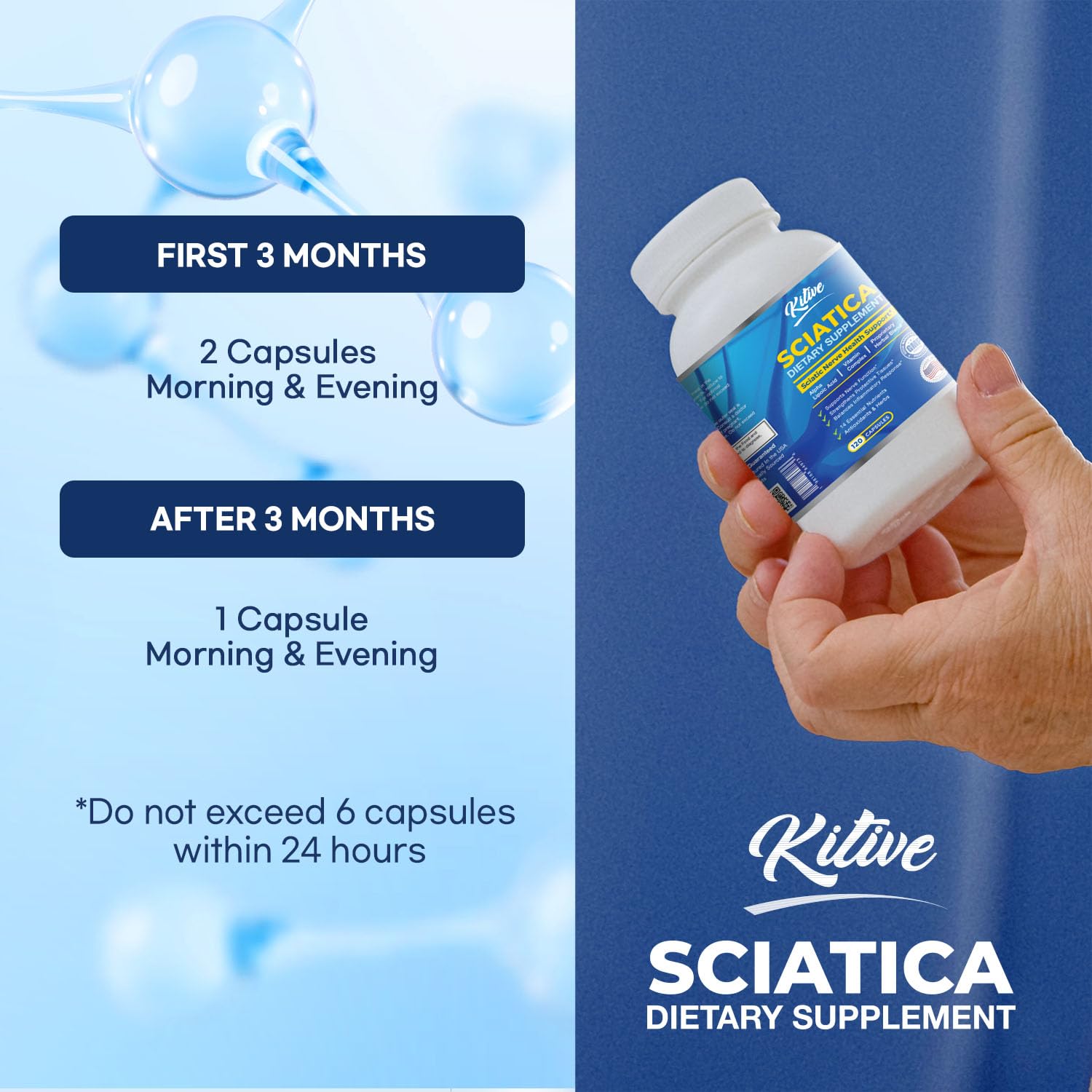 Front view of the Sciatic Nerve Relief bottle with packaging