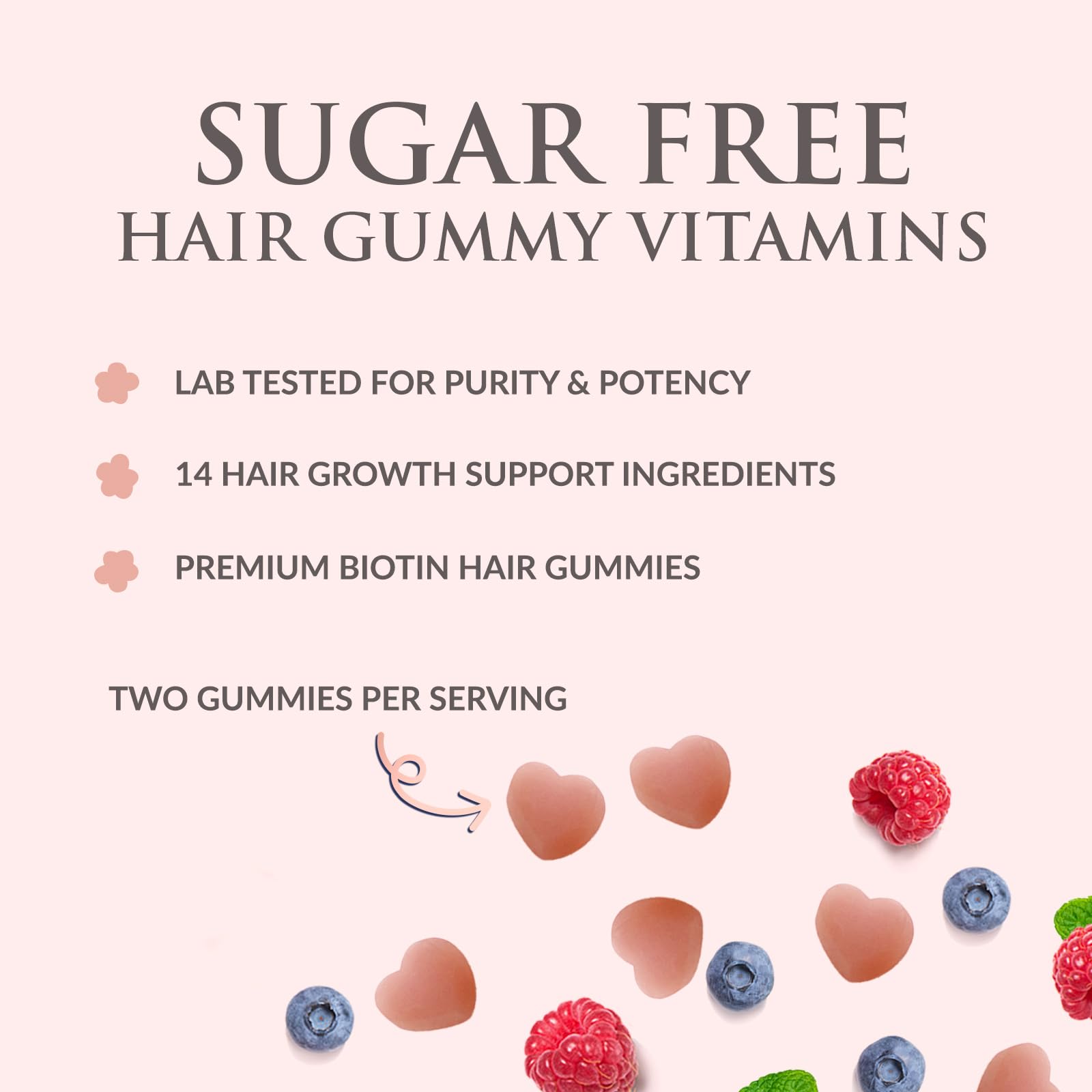 Label on bottle of hair vitamins gummies