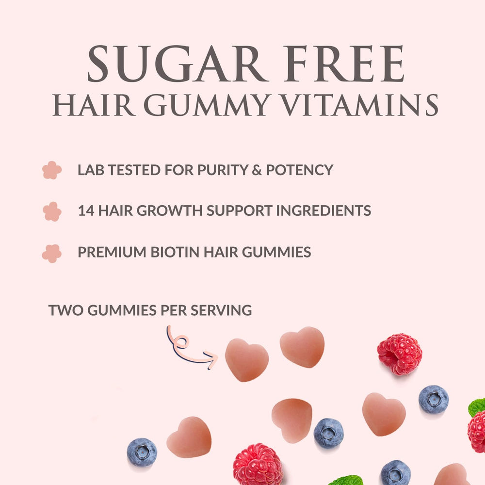Label on bottle of hair vitamins gummies