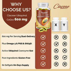 Product bottle and label for Ubiquinol CoQ10 supplement