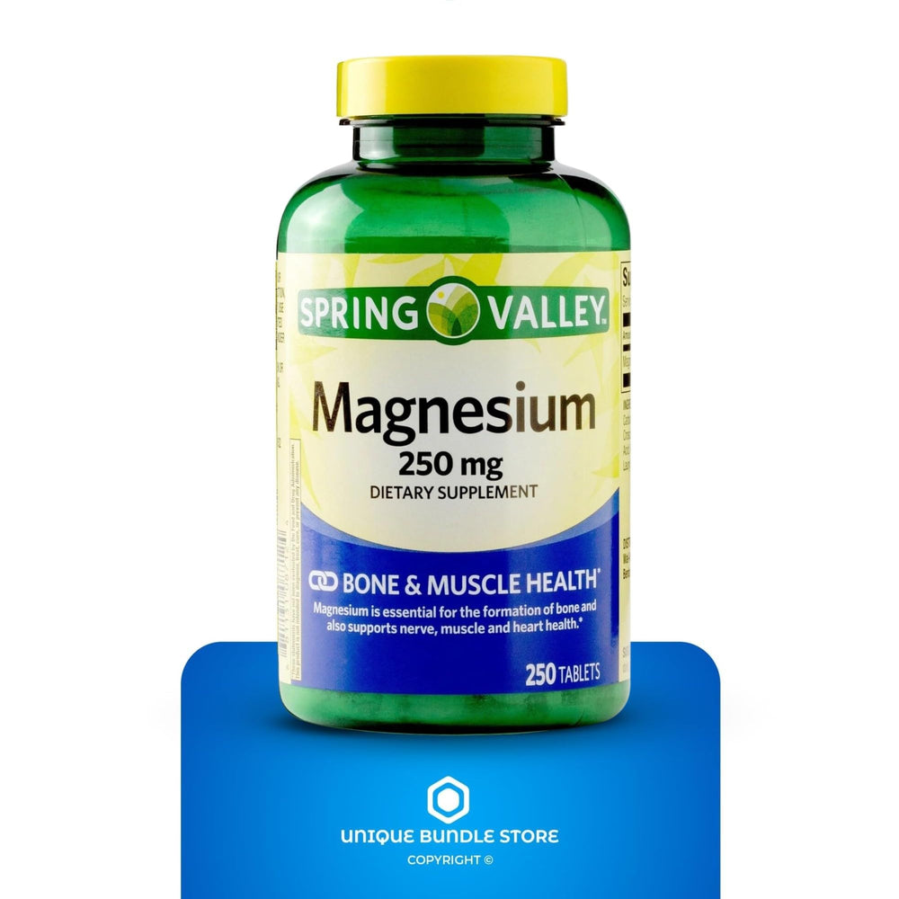 Bottle containing 250 magnesium tablets for extended supply