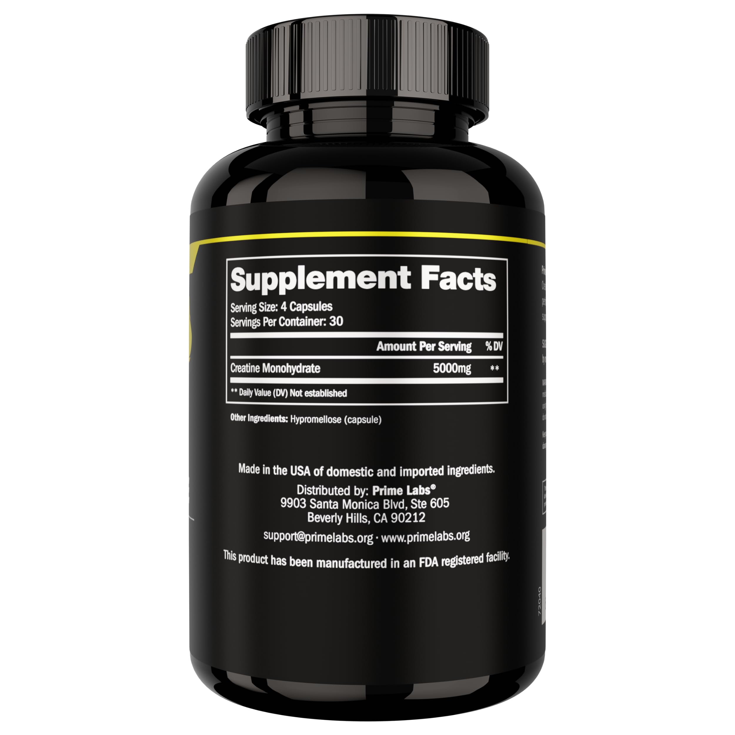 Bottle on white background featuring Prime Labs creatine