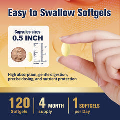 Bottle packaging showing 120 softgels