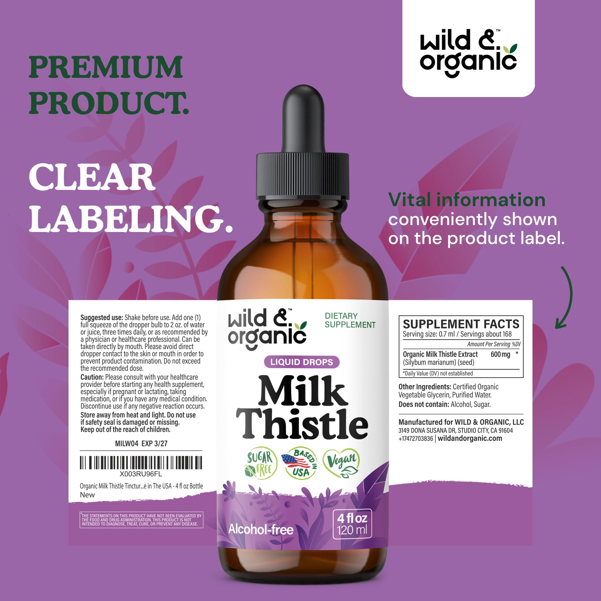 Dropper with milk thistle tincture beside bottle