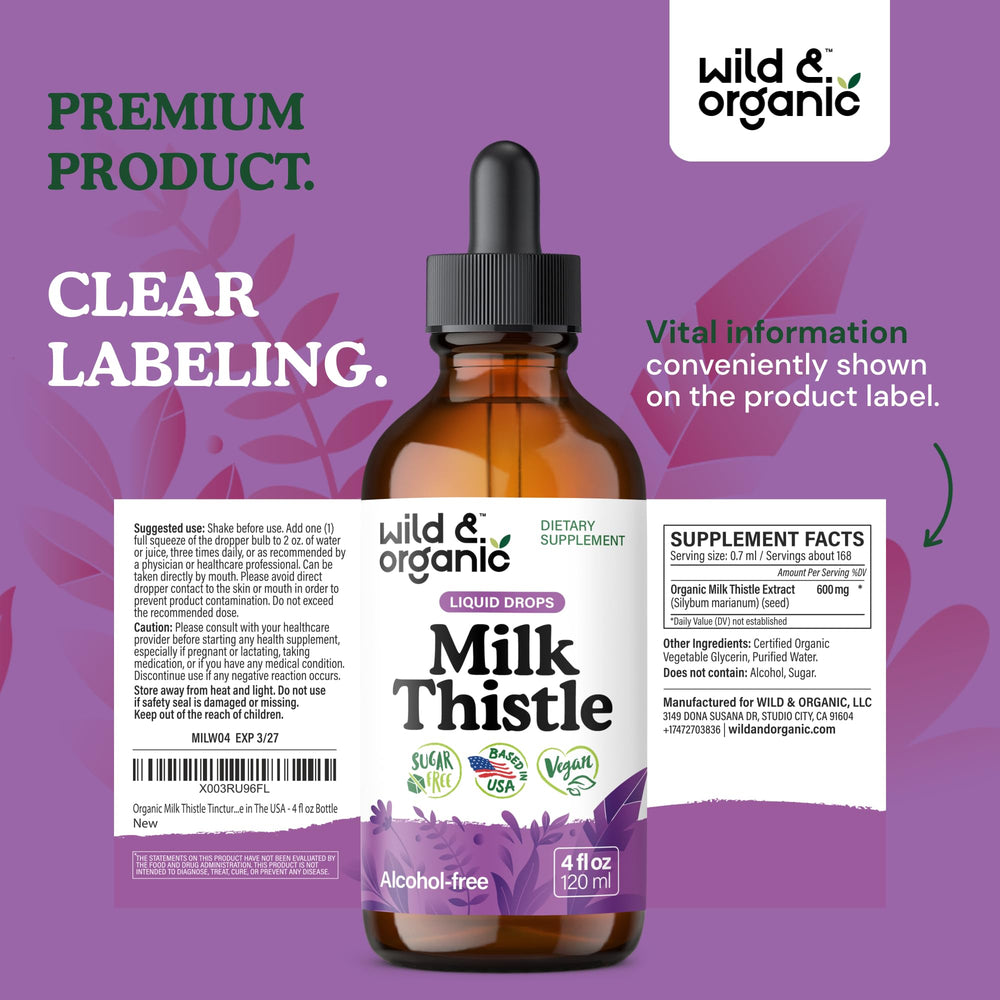 Dropper with milk thistle tincture beside bottle