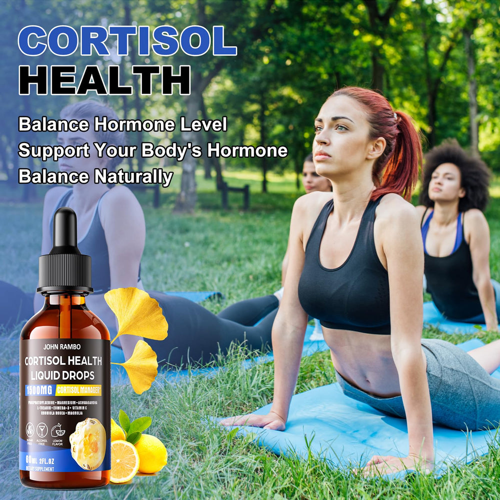Bottle and label of cortisol liquid drops