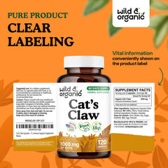Bottle with Wild Organic Cat Claw label