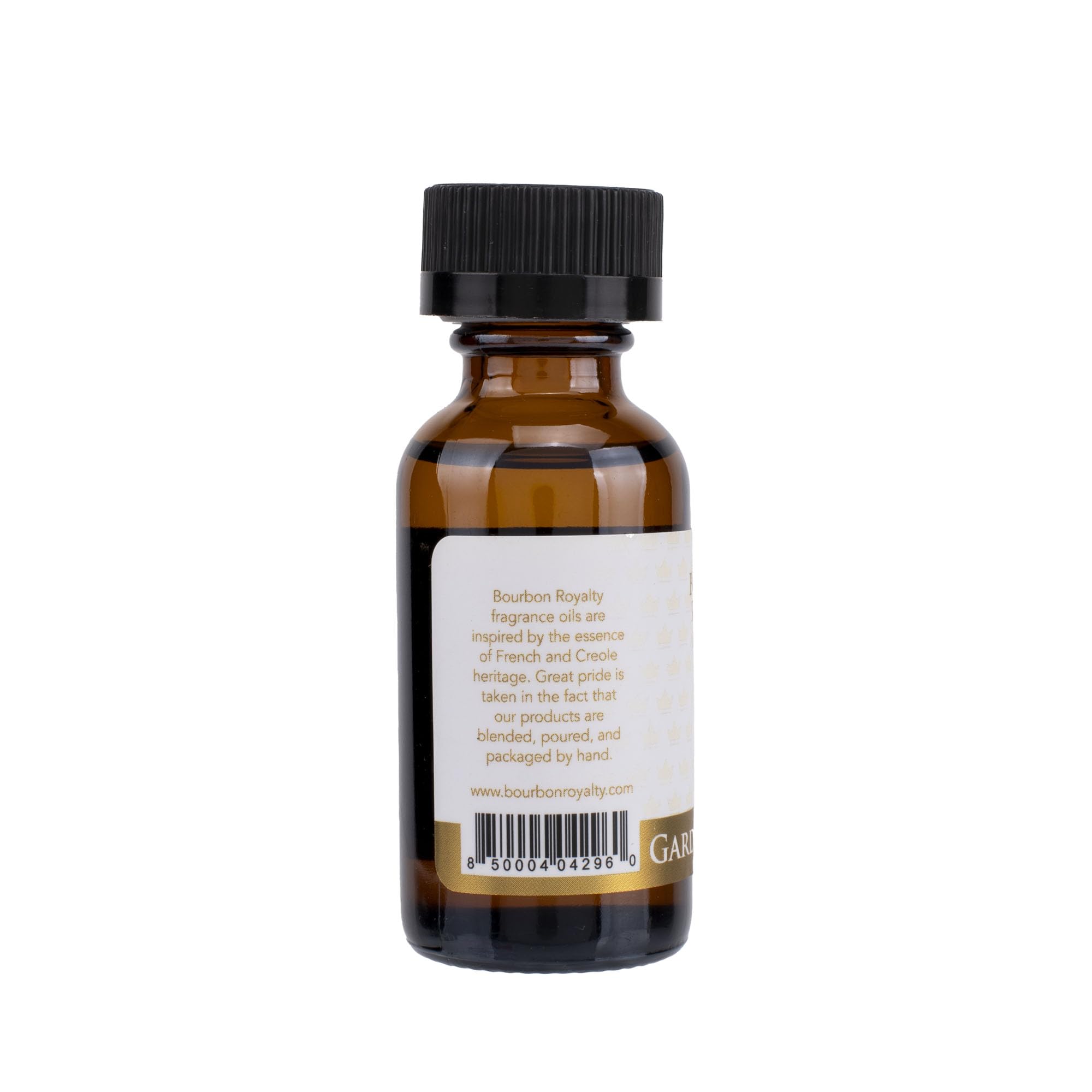 Bourbon Royalty fragrance oil glass bottle close-up for reliable diffusion.