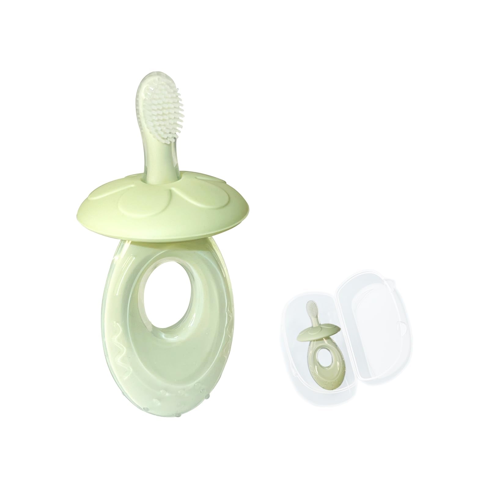 BOVELLA Baby Toothbrush & Teether Green – front view