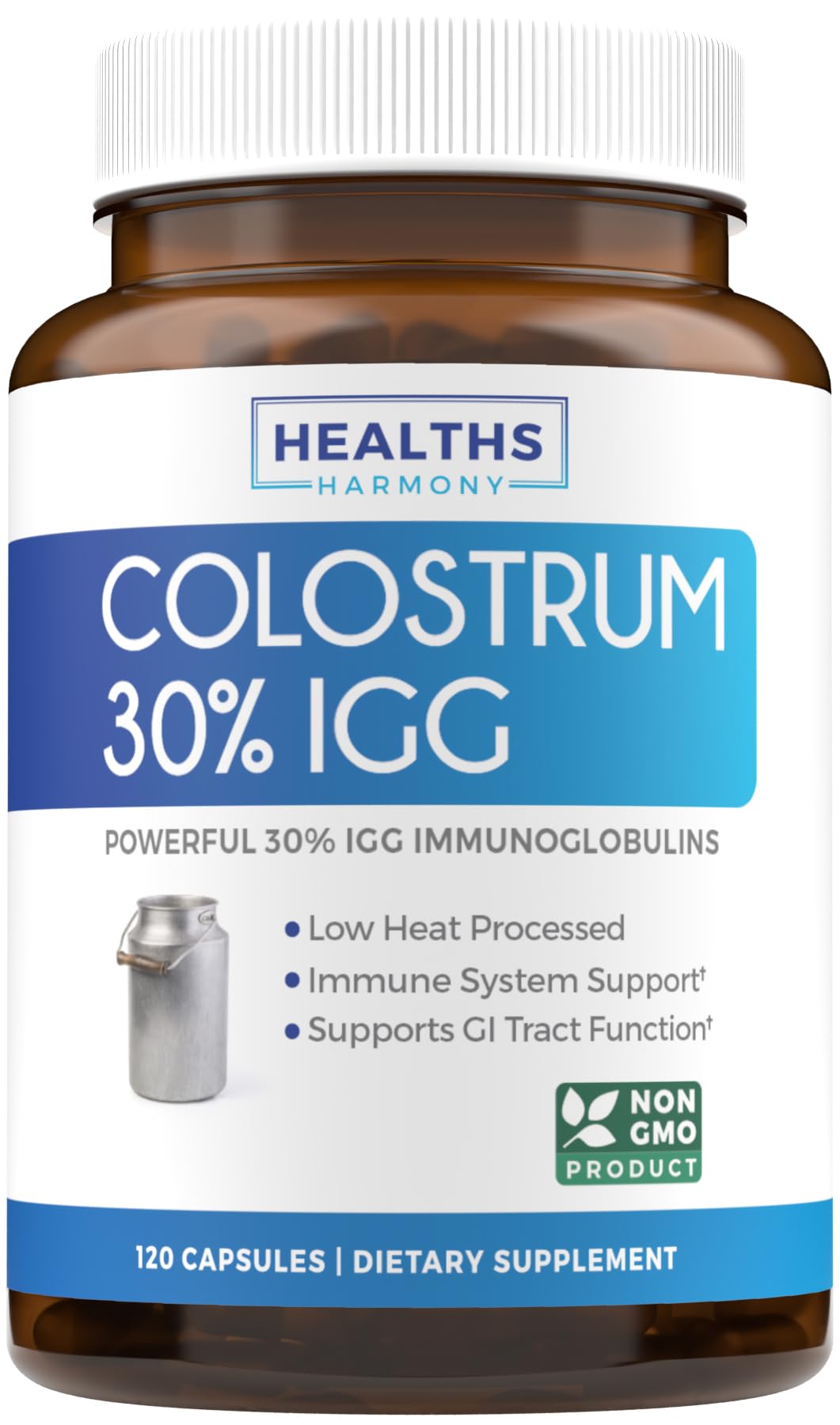 Bovine colostrum supplement bottle labeled 1000mg per serving