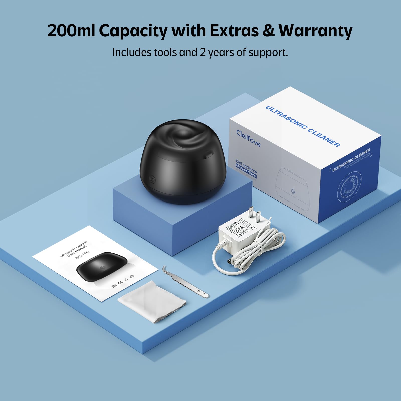Front and side view of the black cleaning pod package