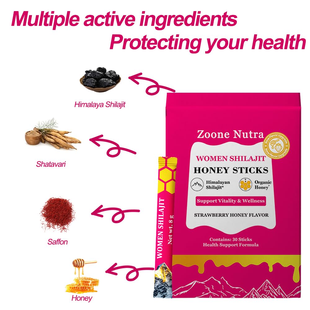 Box containing 30 Shilajit honey sticks for women