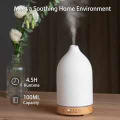 Bedroom ambience with diffuser creating soft glow