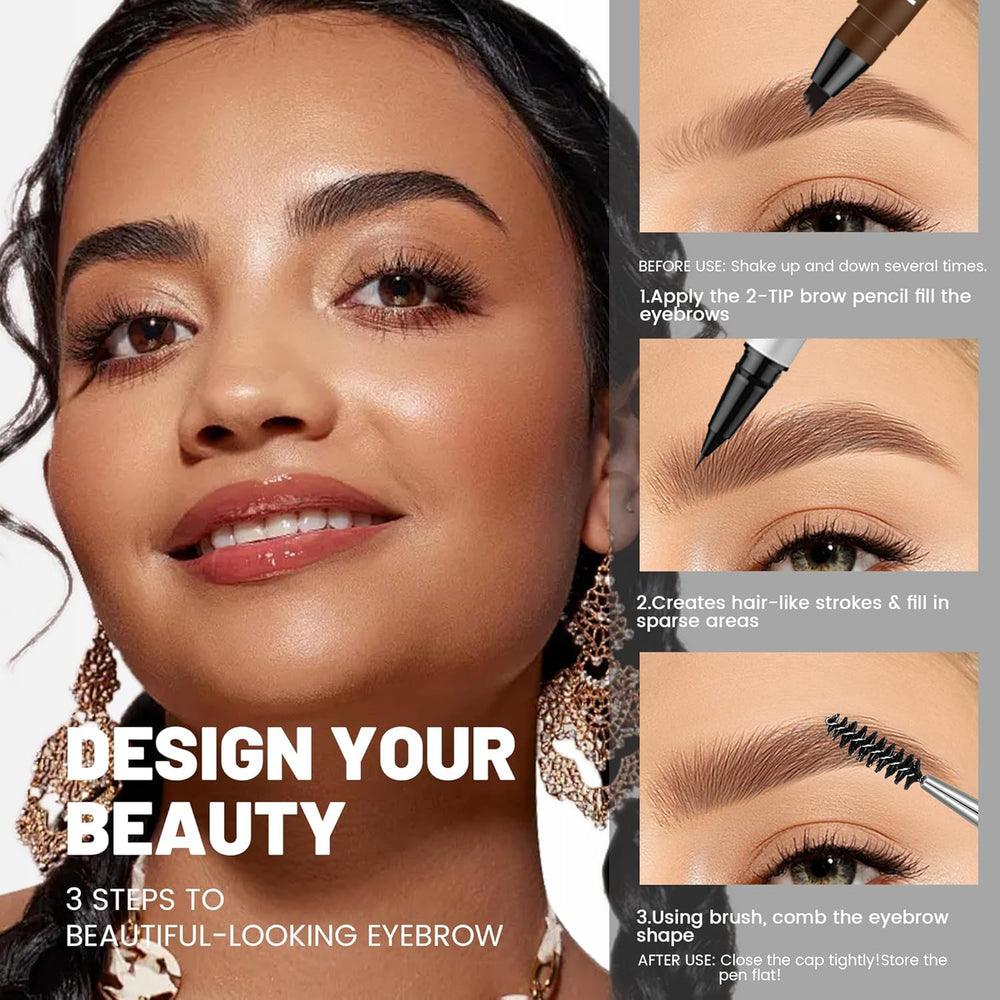 Boxveria brow-strokes deliver fluffy, day-long definition.