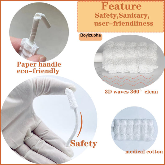 Close-up of gauze toothbrush head designed for newborns