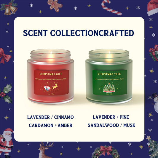 Two sleep-inducing scented candles with lavender and pine