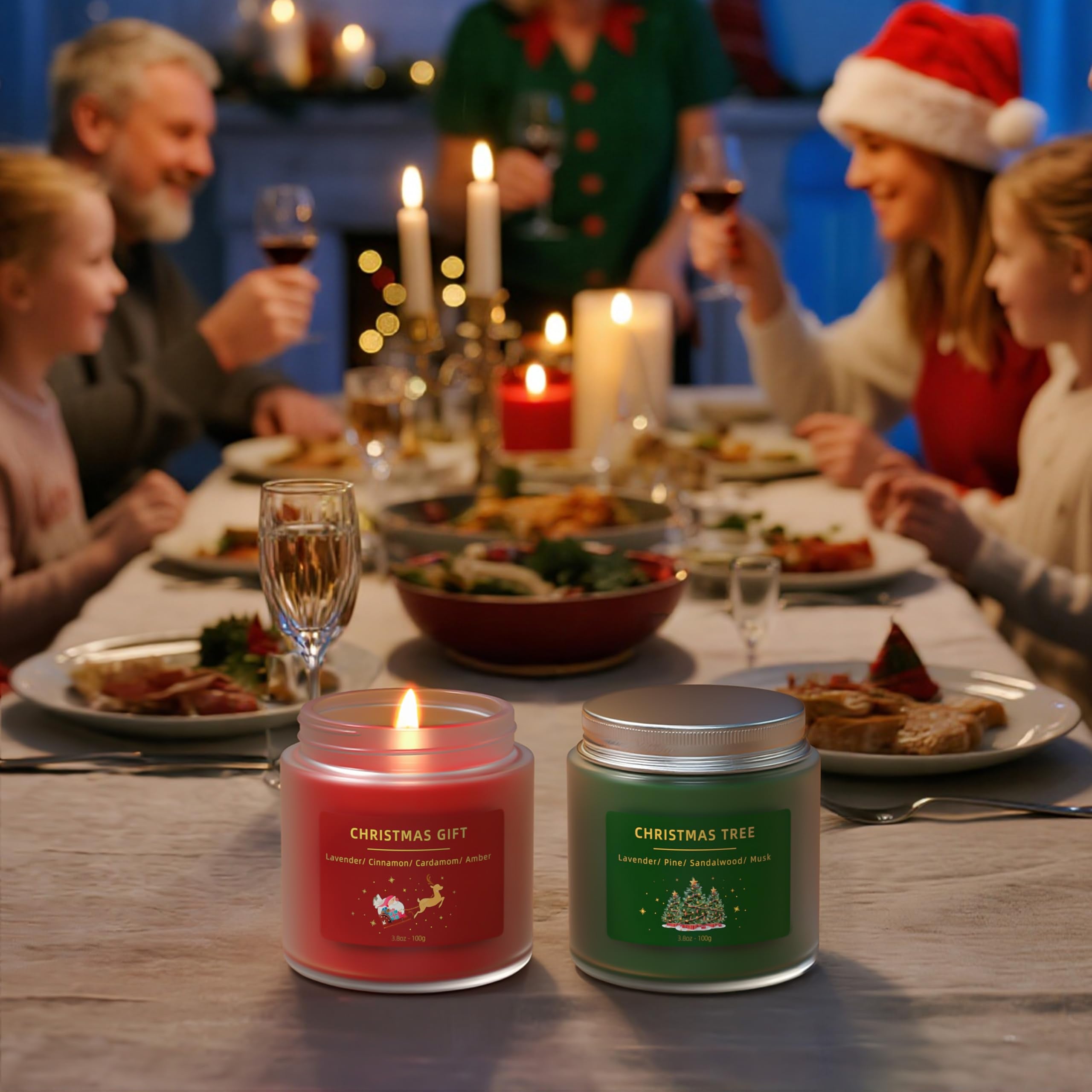 Decor-ready candle on holiday table decor