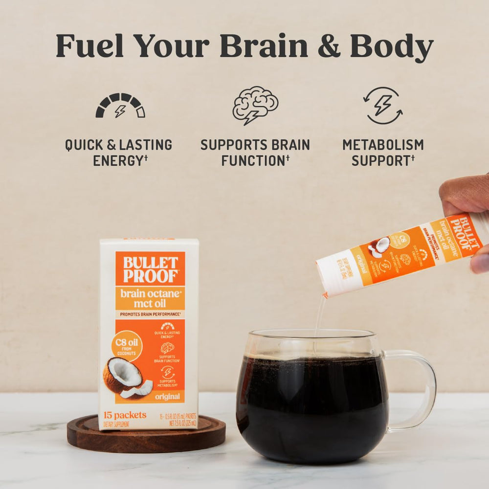 Single 0.5-ounce Bulletproof Brain Octane C8 MCT Oil packet