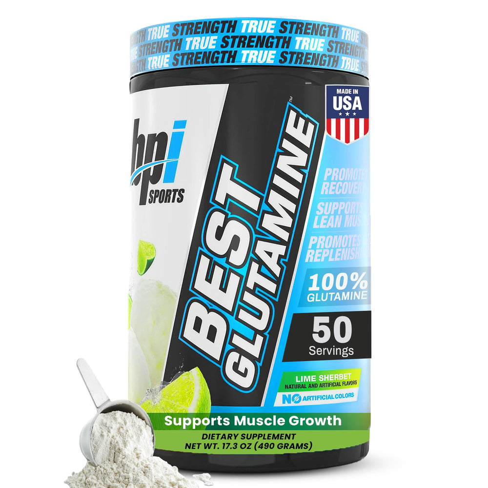 BPI Sports Best Glutamine Lime Sherbet tub packaging