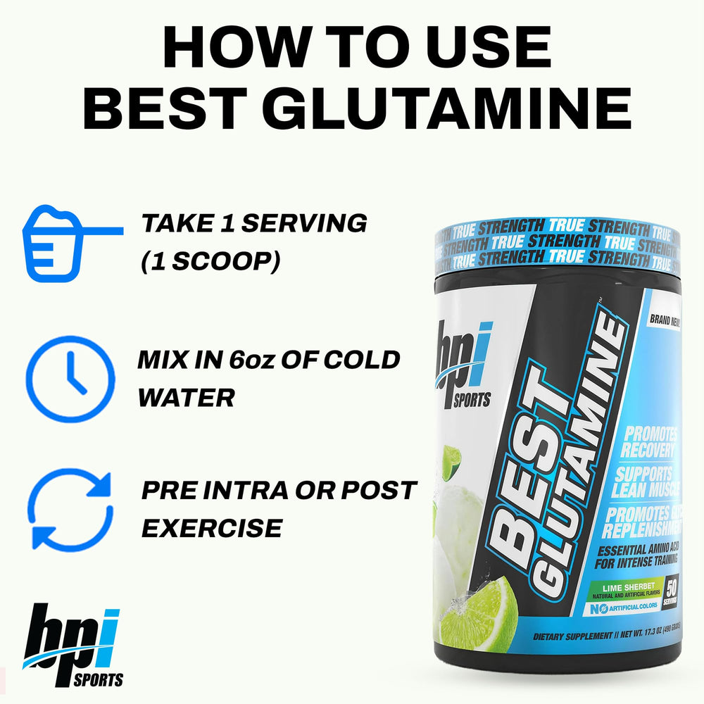 Athlete post-workout recovery concept with glutamine