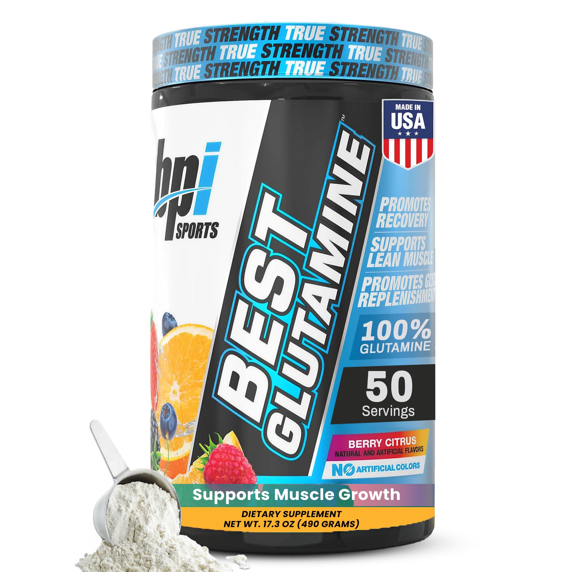 BPI Sports Best Glutamine Berry Citrus powder bottle