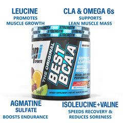 Close-up of CLA Matrix and BCAA information on the label