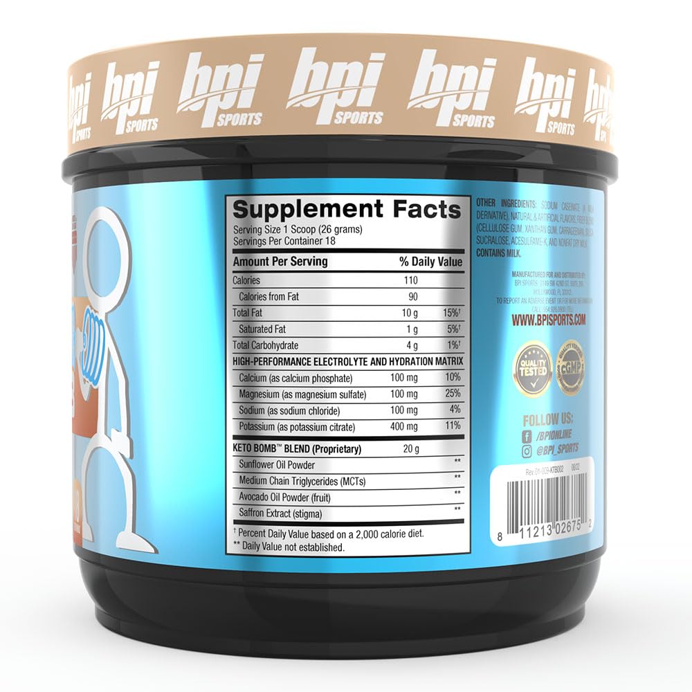 Jar of BPI Keto Bomb Coffee Creamer with Caramel Macchiato flavor