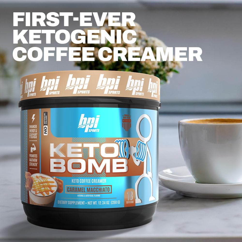 Pouring BPI Keto Bomb into a cup of coffee