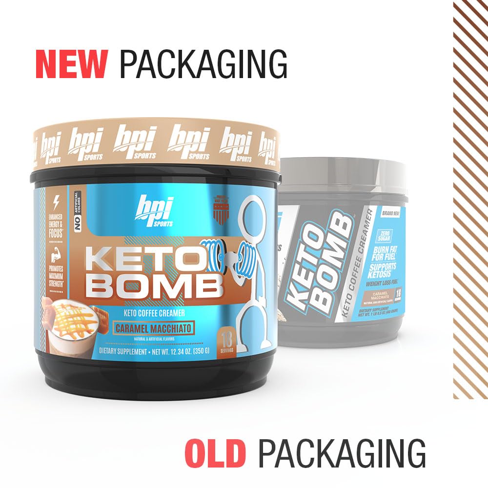 Sugar-free label on BPI Keto Bomb packaging