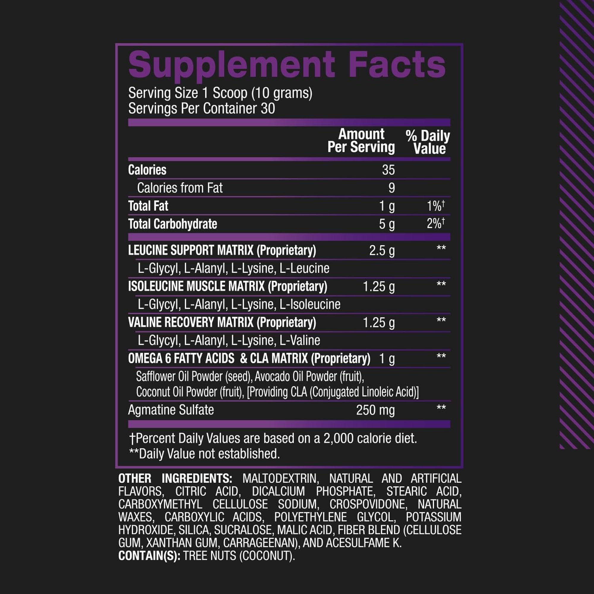 Close-up of BCAA scoop and grape powder