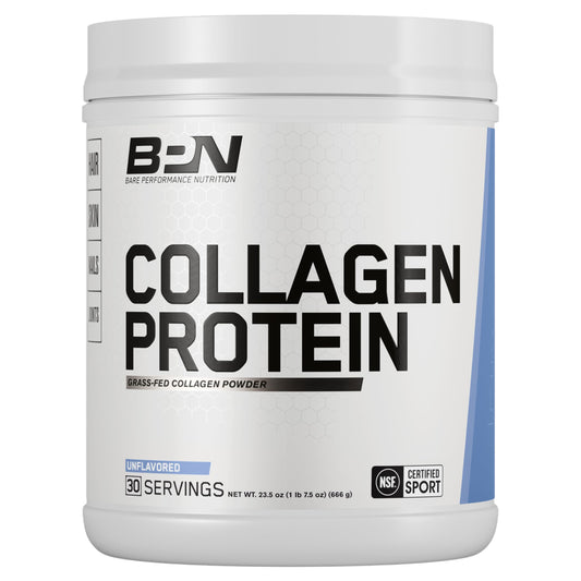 BARE PERFORMANCE NUTRITION BPN Collagen Protein jar, grass-fed bovine peptides, unflavored