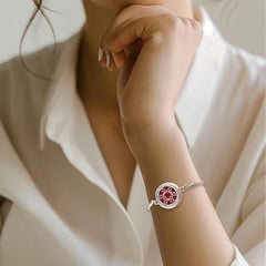 Woman wearing diffuser bracelet on her wrist