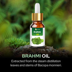 Deep greenish blue Brahmi essential oil color sample