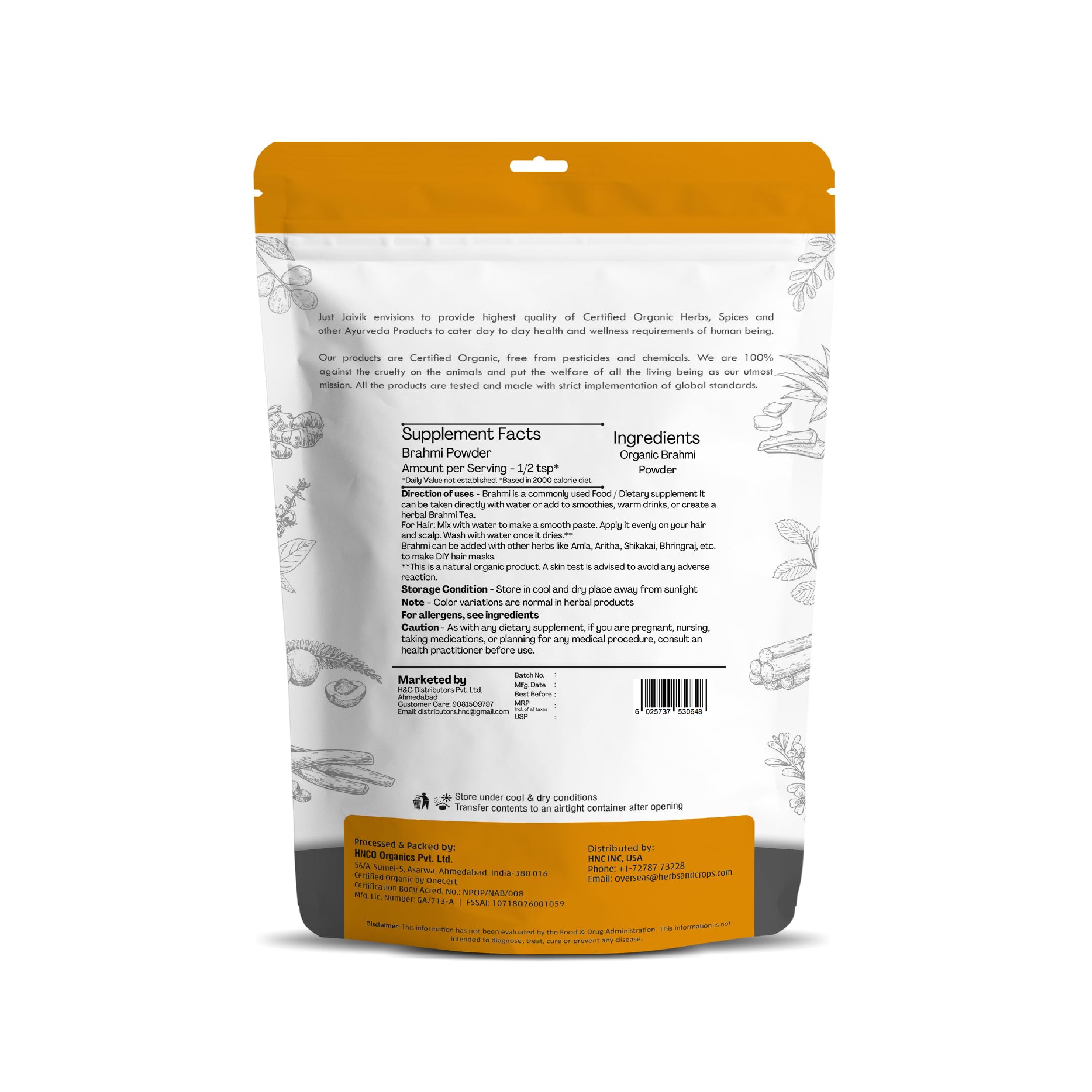 Brahmi powder Bacopa Monnieri ingredients close-up