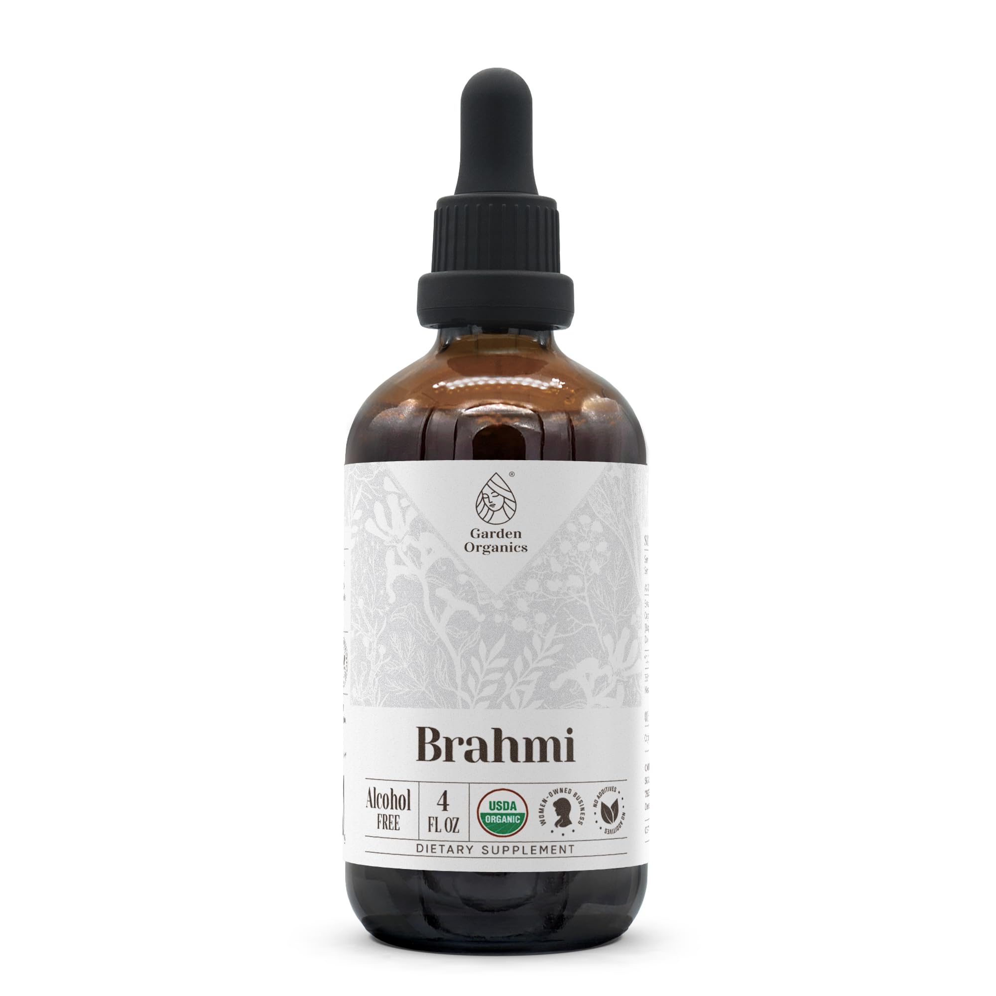 Front view of Brahmi USDA Organic Alcohol-Free Extract bottle