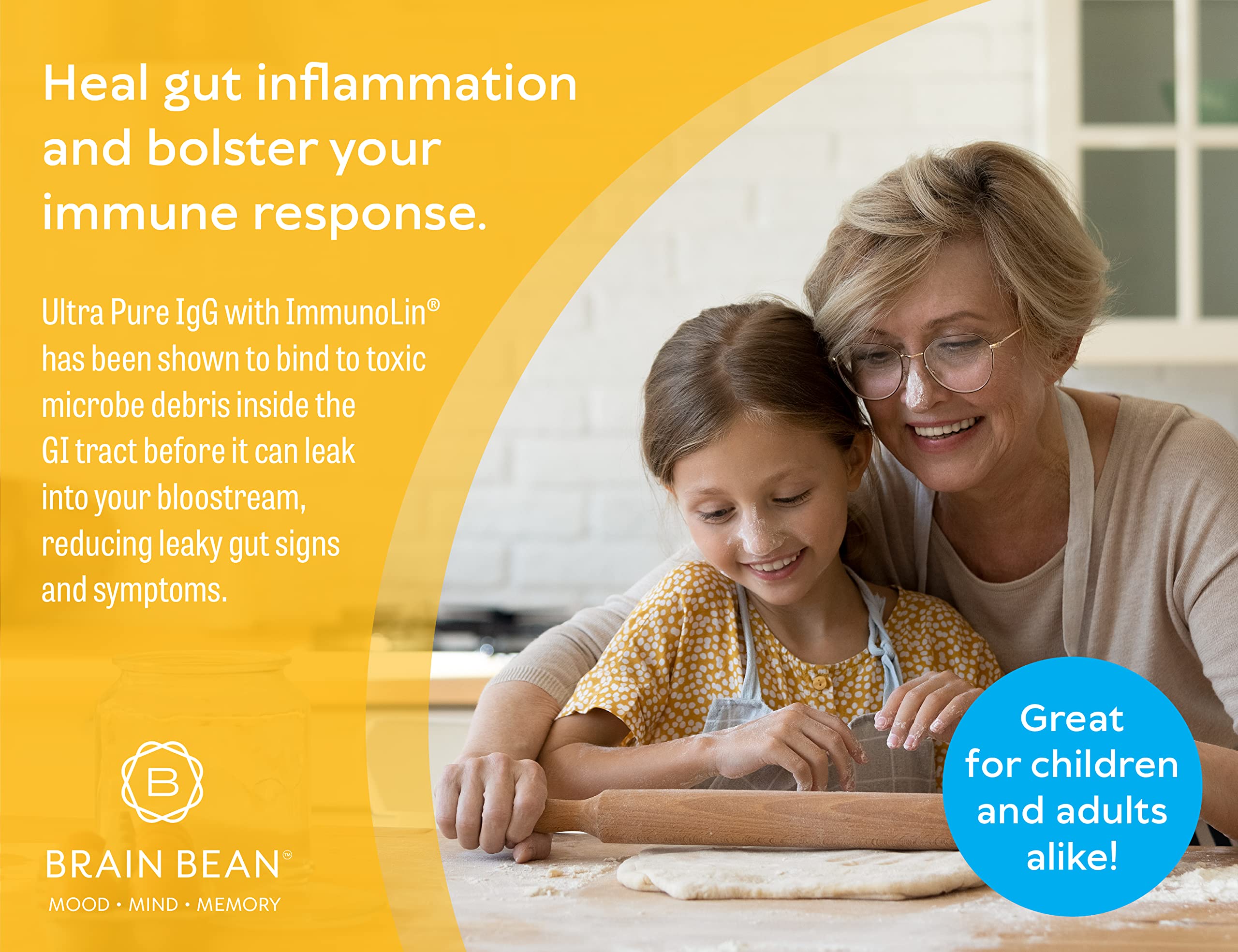 Serving scoop of ImmunoLin IgG powder for Brain Basics