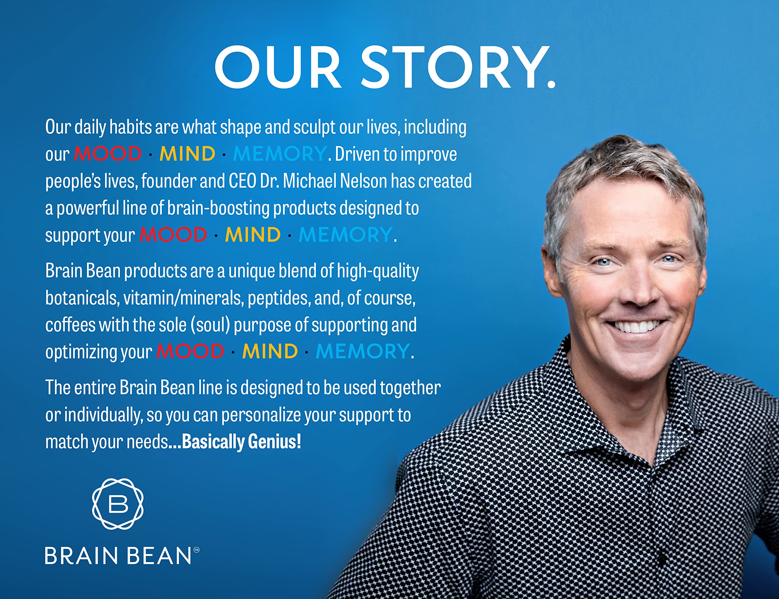 Sugar-free label on Brain Basics product packaging