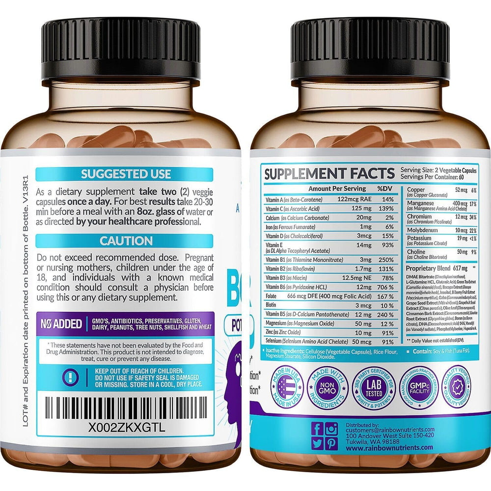GMP seal and third-party testing icons on the packaging