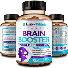Lifestyle scene of a focused student studying with the brain booster
