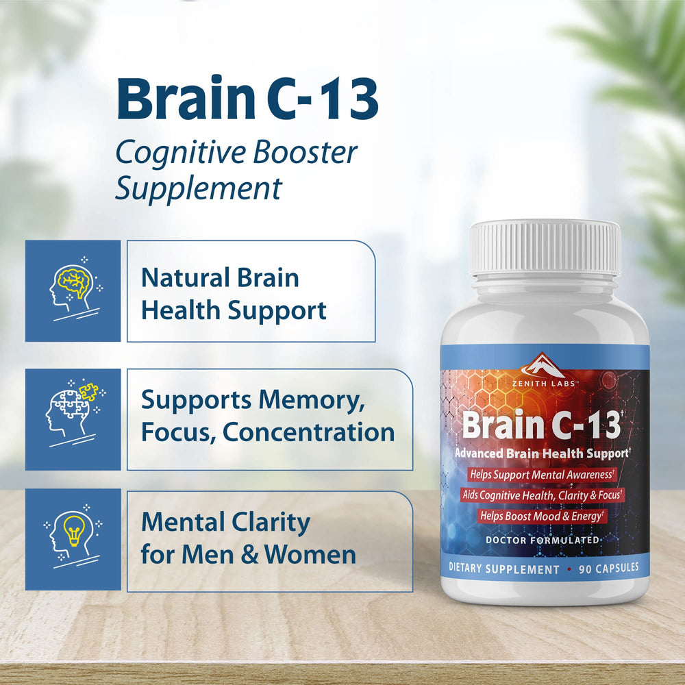 Close-up of Brain C-13 capsules against a white background