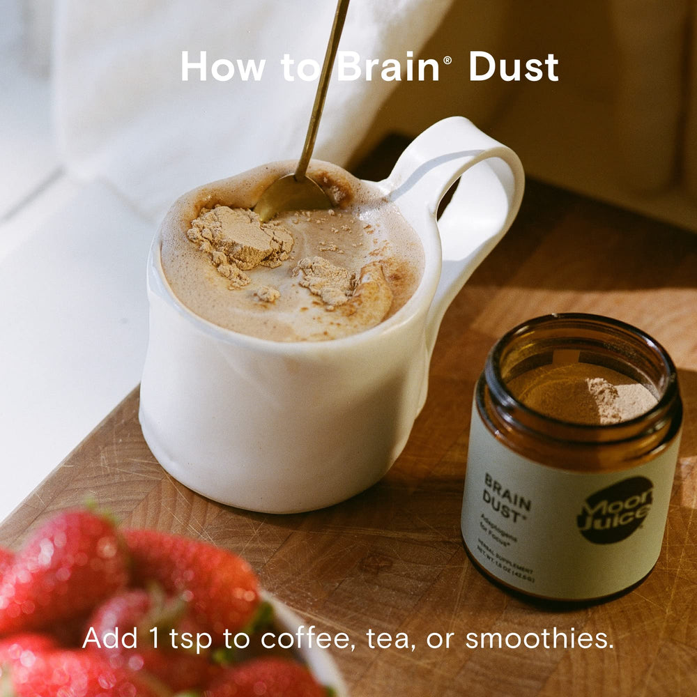 Calm focus concept with brain illustration and herbs
