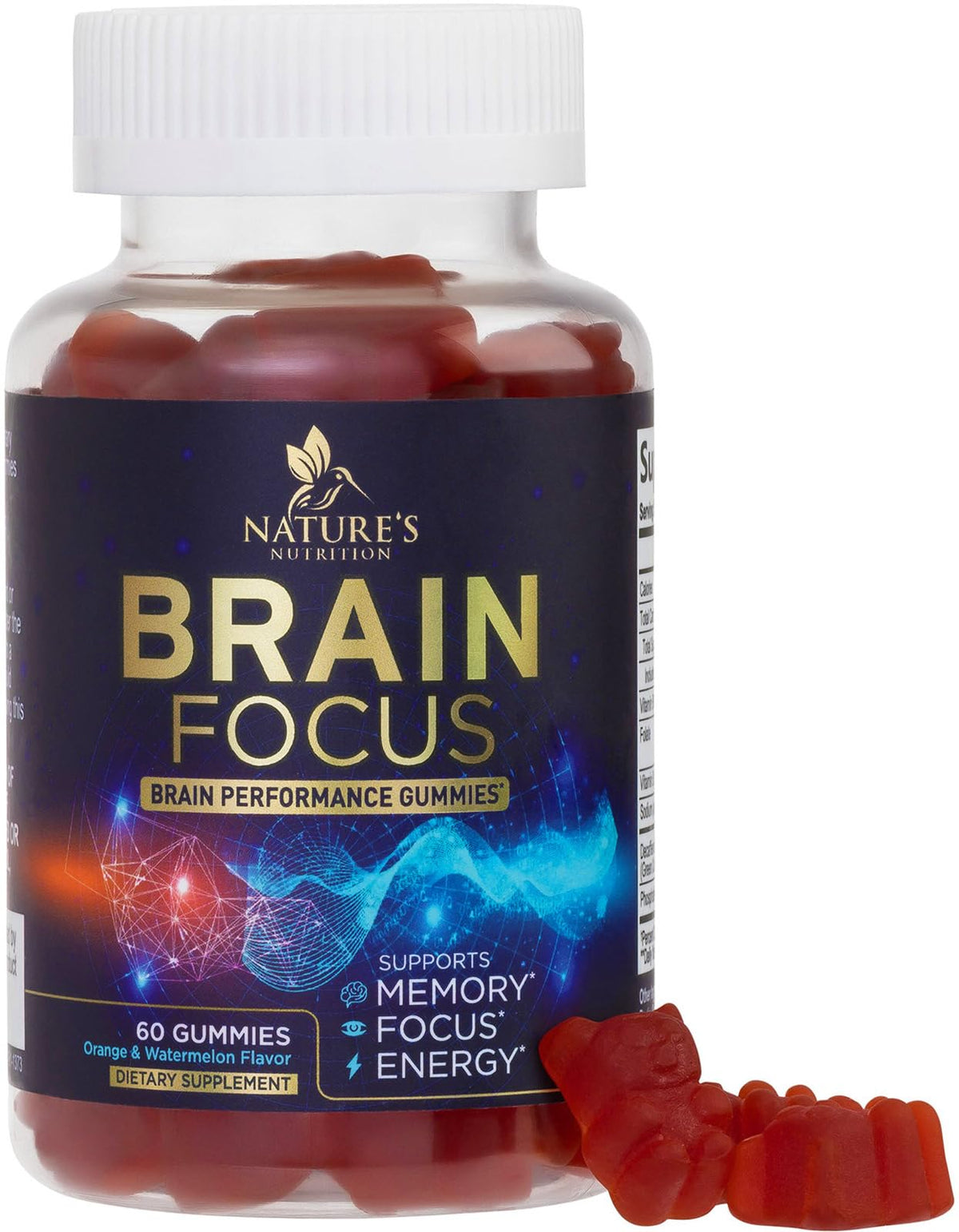 Brain memory and focus gummies packaging