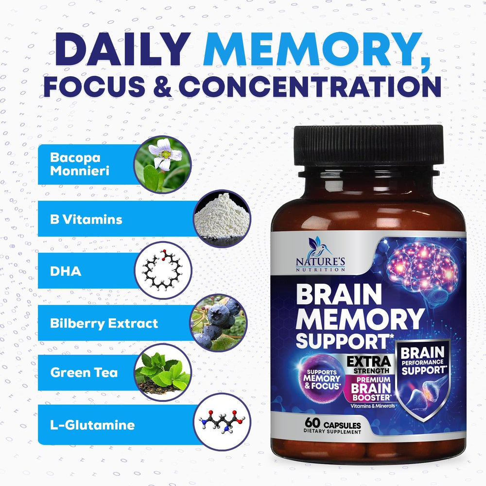 Nutrition label on Brain Memory Supplement bottle