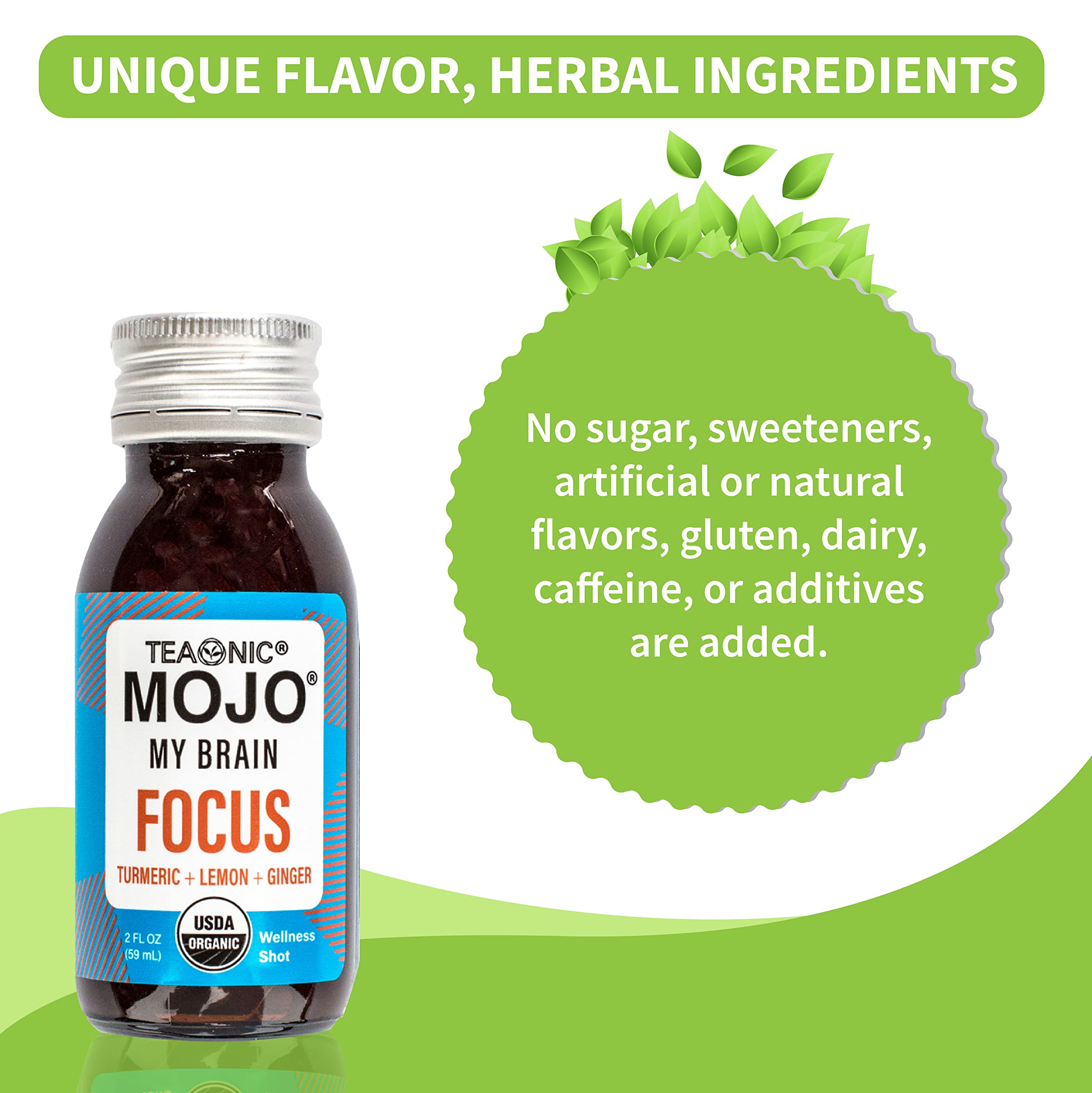 Two Brain Mojo bottles on a countertop