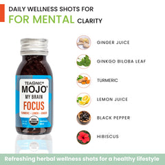 Close-up of Brain Mojo bottle label with ingredients