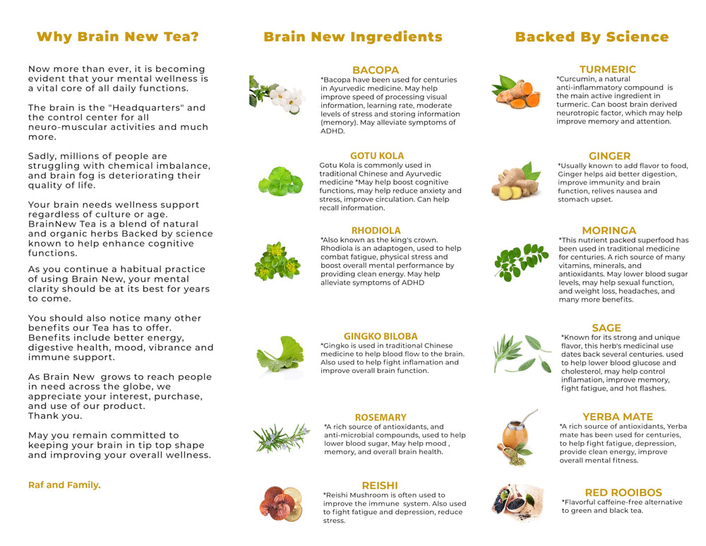 A cup of Brain New Tea promoting mental clarity