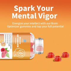 Close-up of Raspberry-flavored Brain Optimizer Gummies.